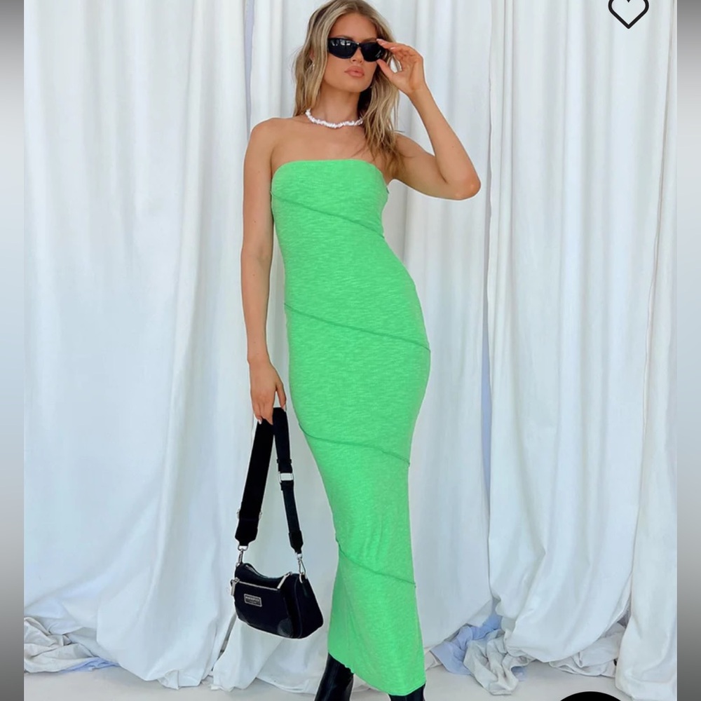 Princess Polly Neon Green Strapless Midi Dress